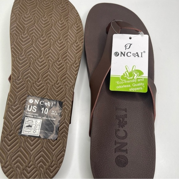 ONCAI Womens Flip Flops Comfortable Leather Strap Thong Sandal Brown Size 10 - Picture 8 of 11